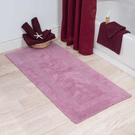 Hastings Home 100-percent Cotton Bathmat 24x60 Long Bathroom Runner, Reversible, Soft, Absorbent, Rug, Rose 644390WDG